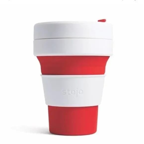 Stojo Red Silicone Collapsible Tumbler Reusable Cup 12 Oz - Picture 1 of 13